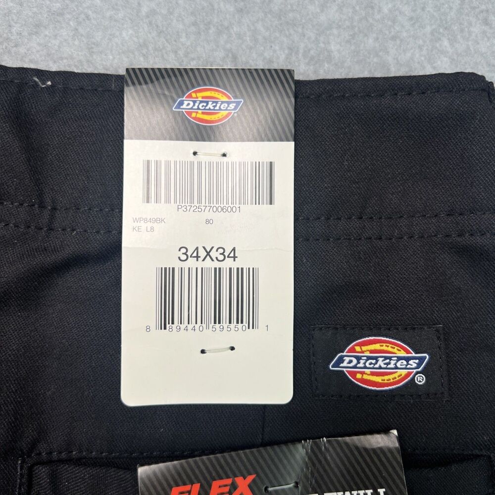 Dickies Flex Active Waist Twill Cargo Work Pant 34x34 (34x33) Black Straight Leg - Picture 14 of 15